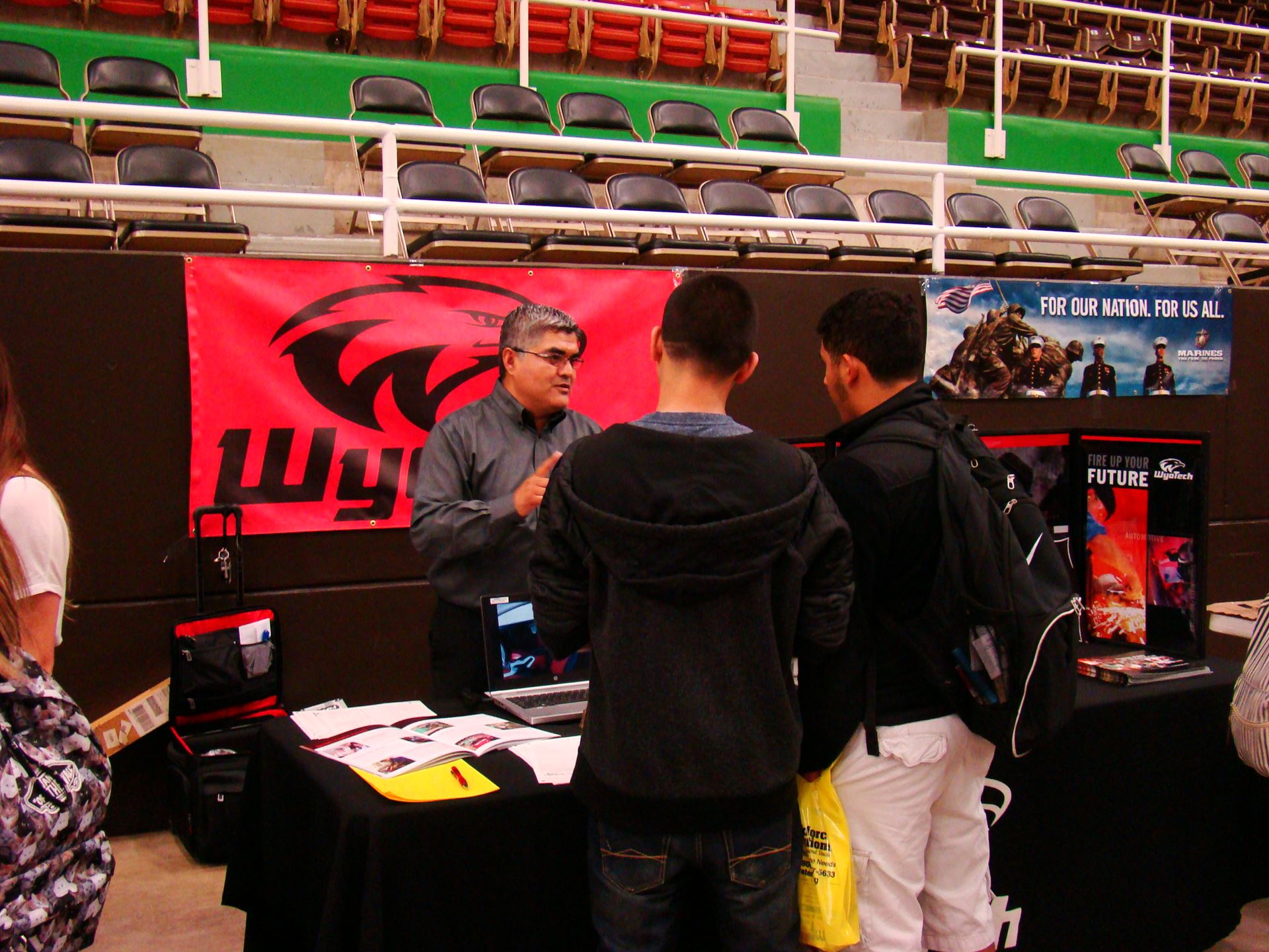 Students visit WyoTech booth.